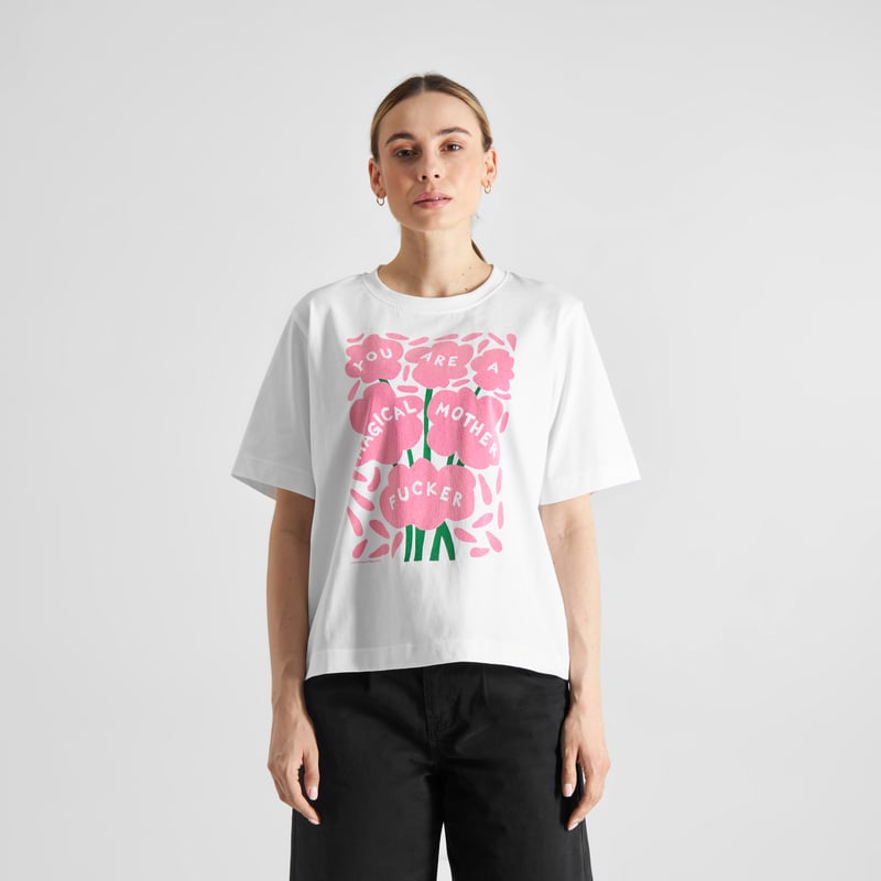 T-shirt Vadstena Magical Flowers White