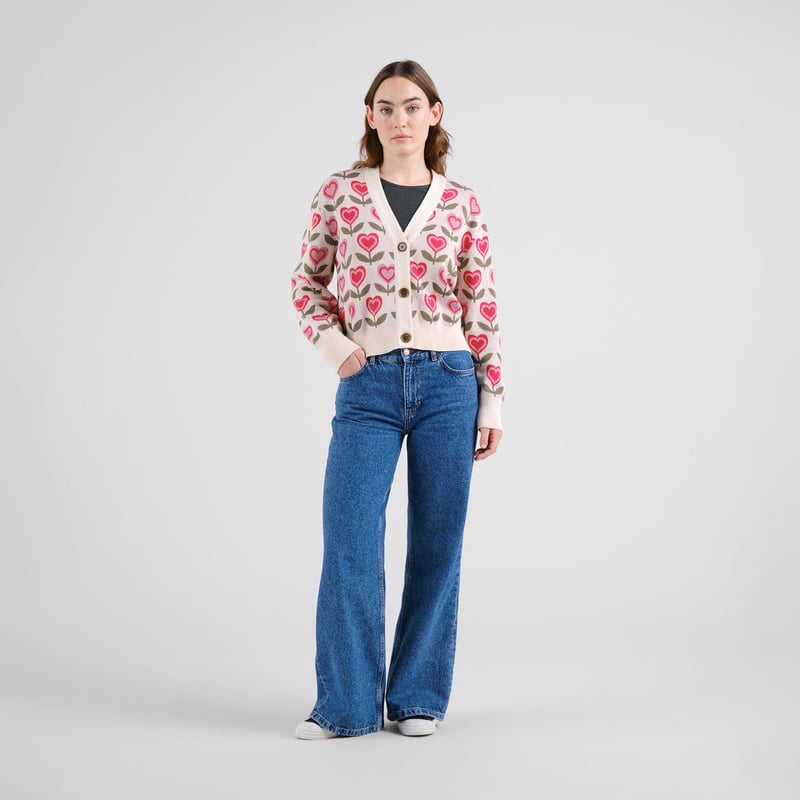 Cardigan Kanan Love Flowers Vanilla White
