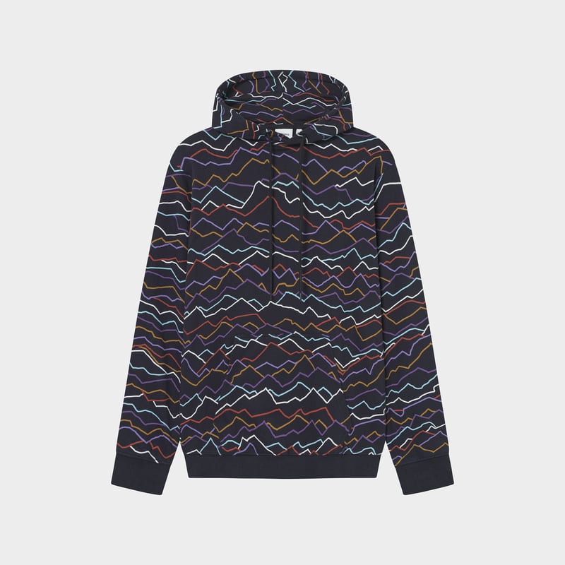 Hoodie Falun Line Mountains AOP Black