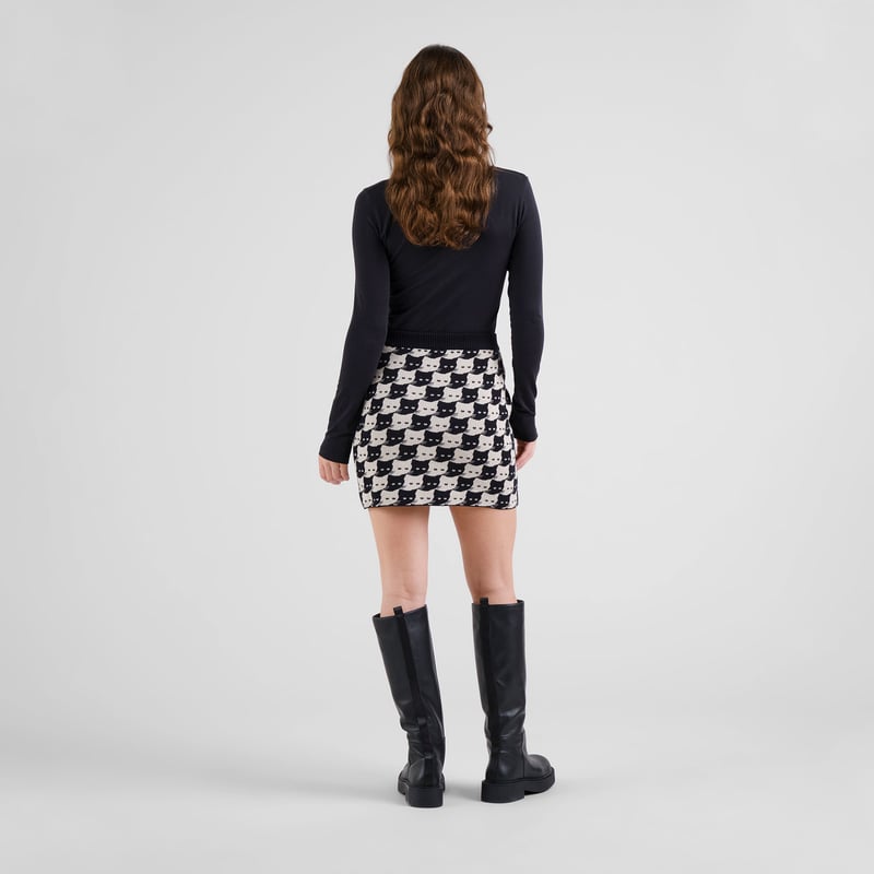 Knitted Skirt Adak Pepita Cats Oat White