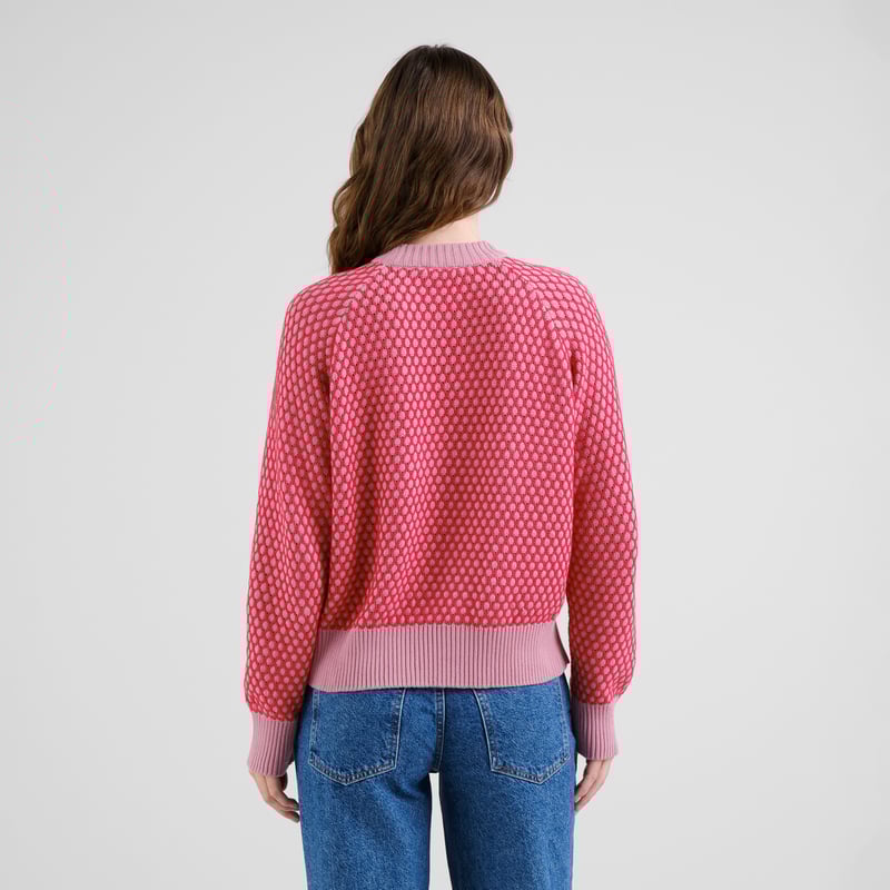 Sweater Husie Bubble Knit True Red/Lilas Pink
