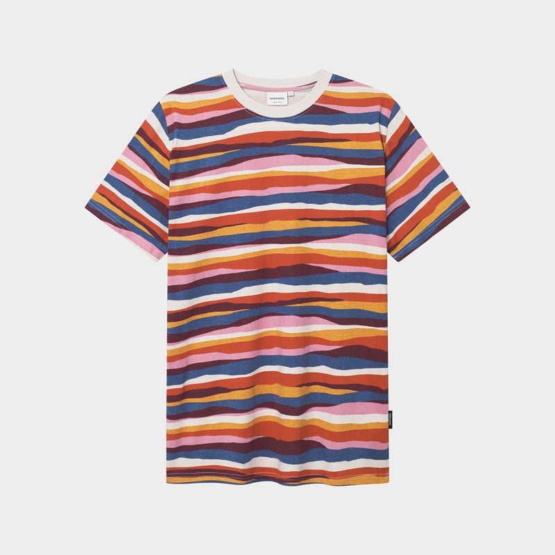 T-shirt Stockholm Stripe Mountains AOP Oat White