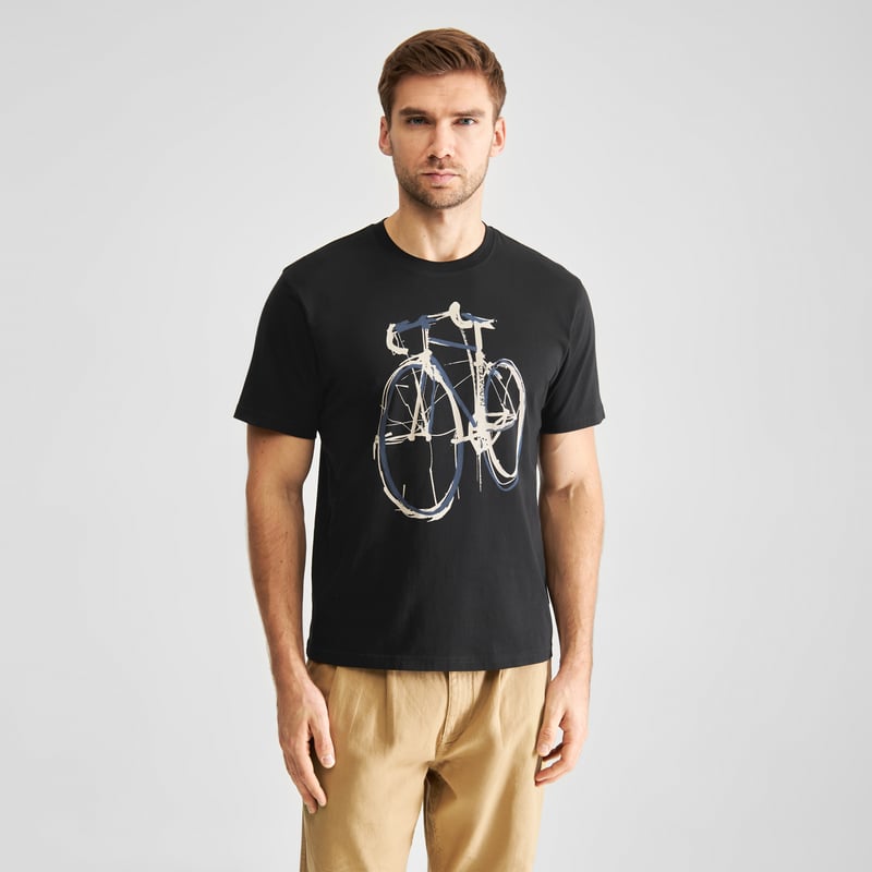 T-shirt Stockholm Blue Strokes Bike Black