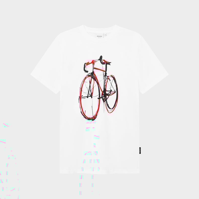 T-shirt Stockholm Red Strokes Bike White