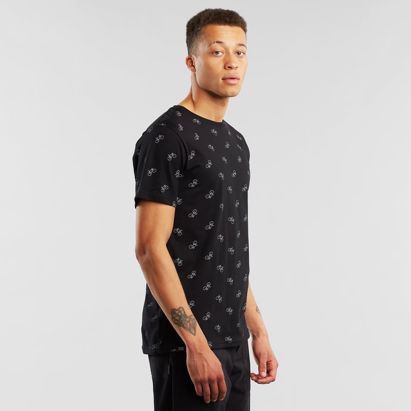 T-shirt Stockholm Bike Pattern Black