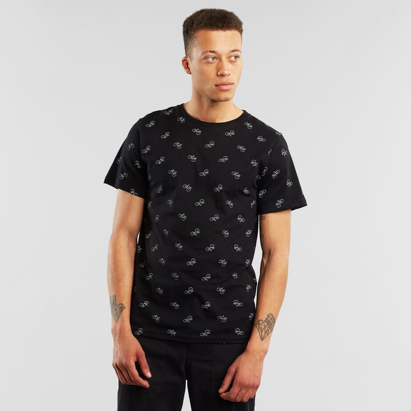 T-shirt Stockholm Bike Pattern Black
