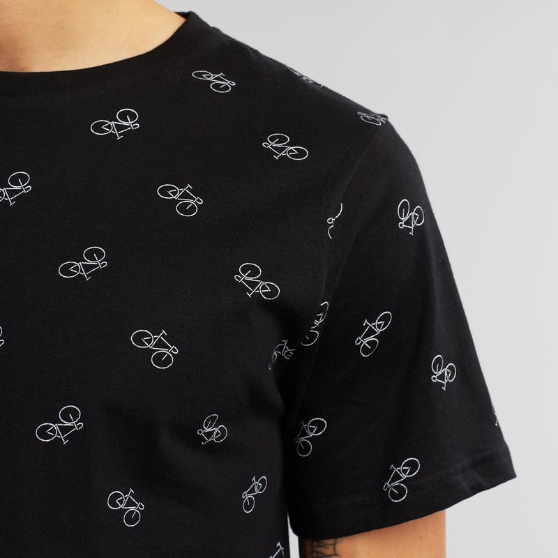 T-shirt Stockholm Bike Pattern Black