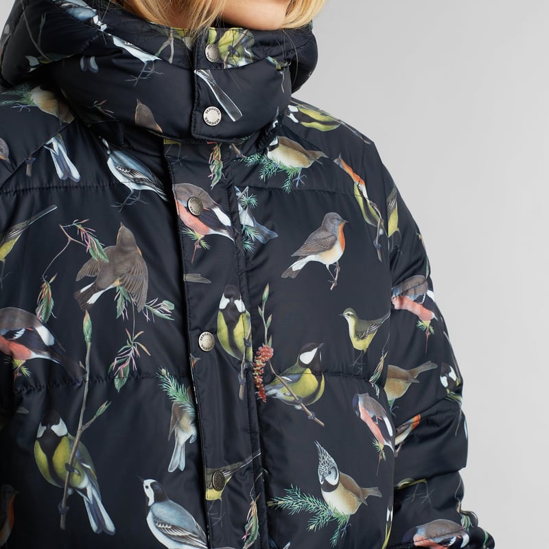 Puffer Jacket Haparanda Autumn Birds Black