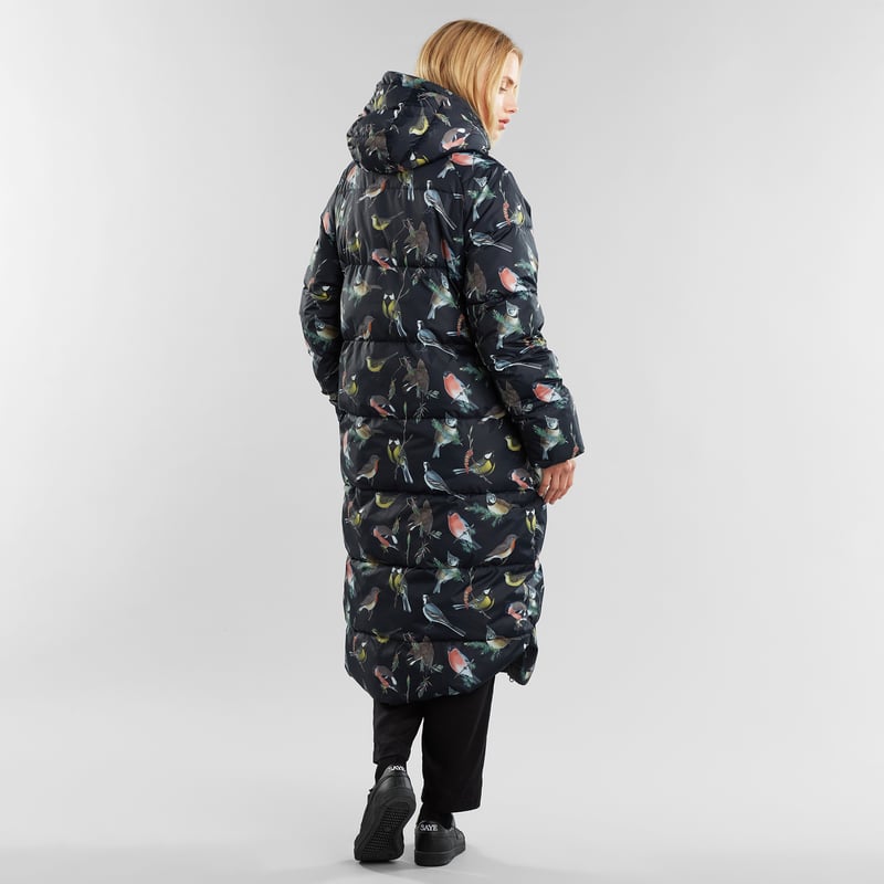 Puffer Jacket Haparanda Autumn Birds Black