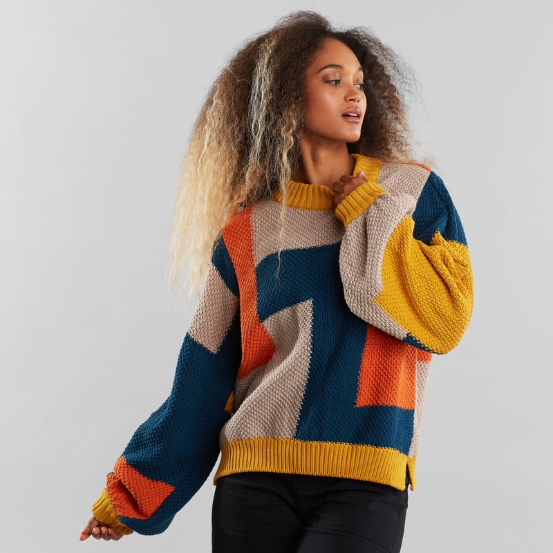 Sweater Knitted Rutbo Blocks Multi Color