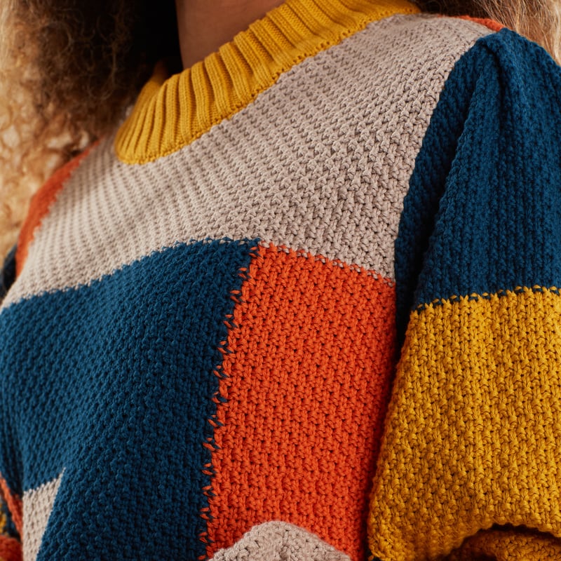 Sweater Knitted Rutbo Blocks Multi Color