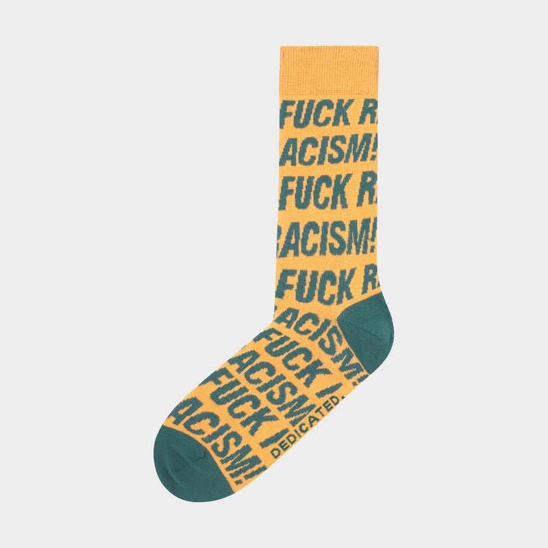 Socks Sigtuna Fuck Racism Pattern Honey Yellow