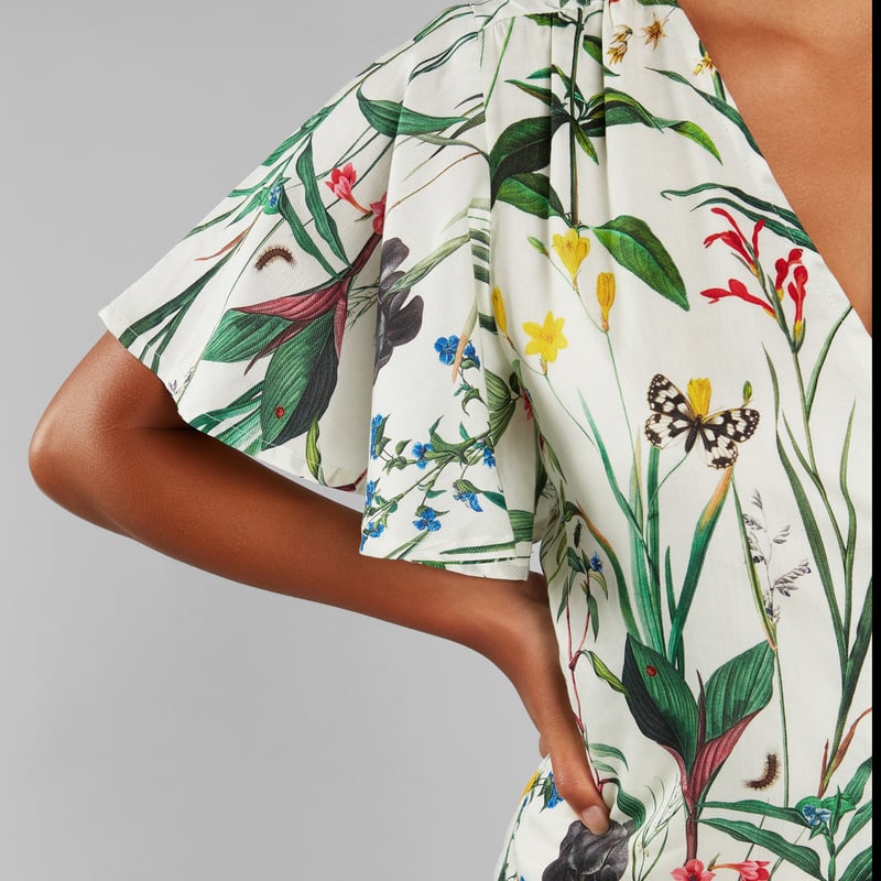 Wrap Dress Kungshamn Flower Field Off-White