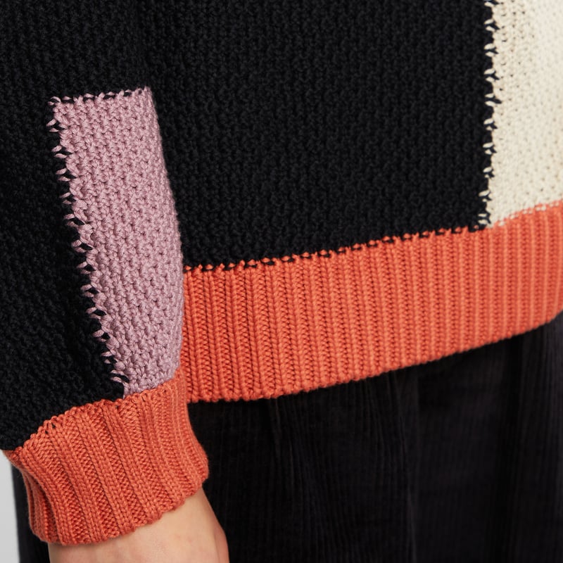 Sweater Knitted Rutbo Blocks Multi Berry