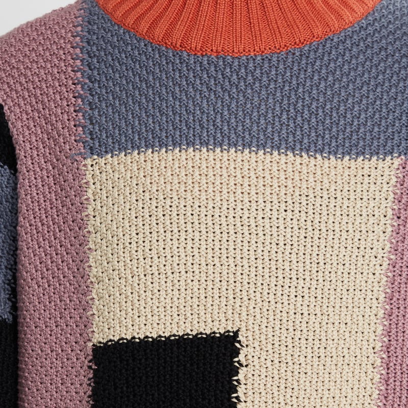 Sweater Knitted Rutbo Blocks Multi Berry