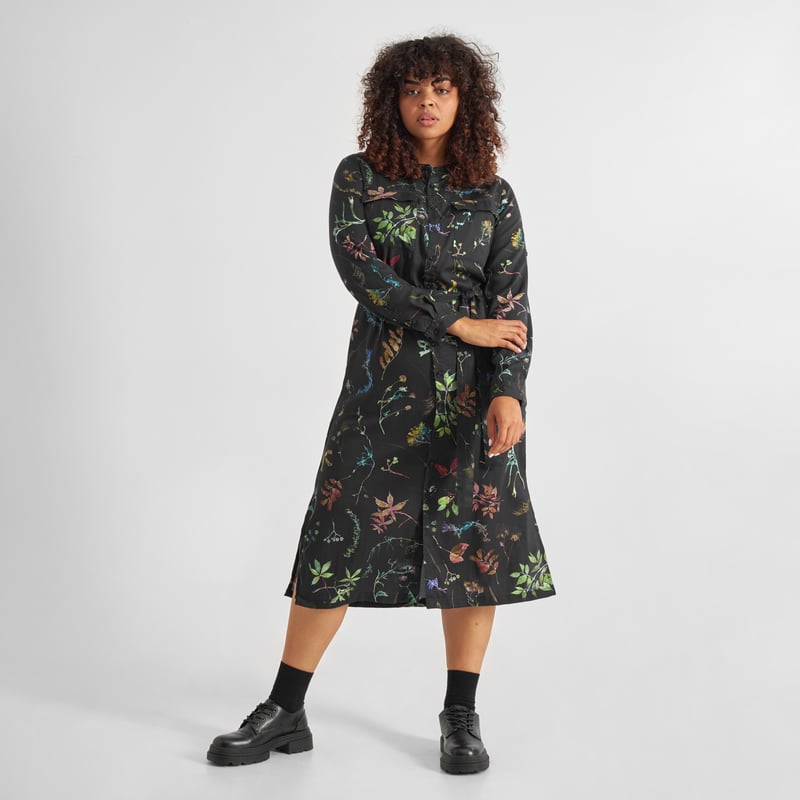Shirt Dress Falsterbo Night Florals Black