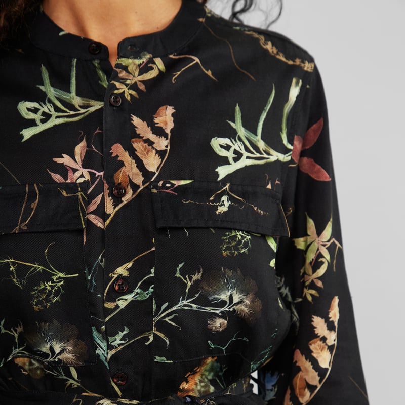 Shirt Dress Falsterbo Night Florals Black