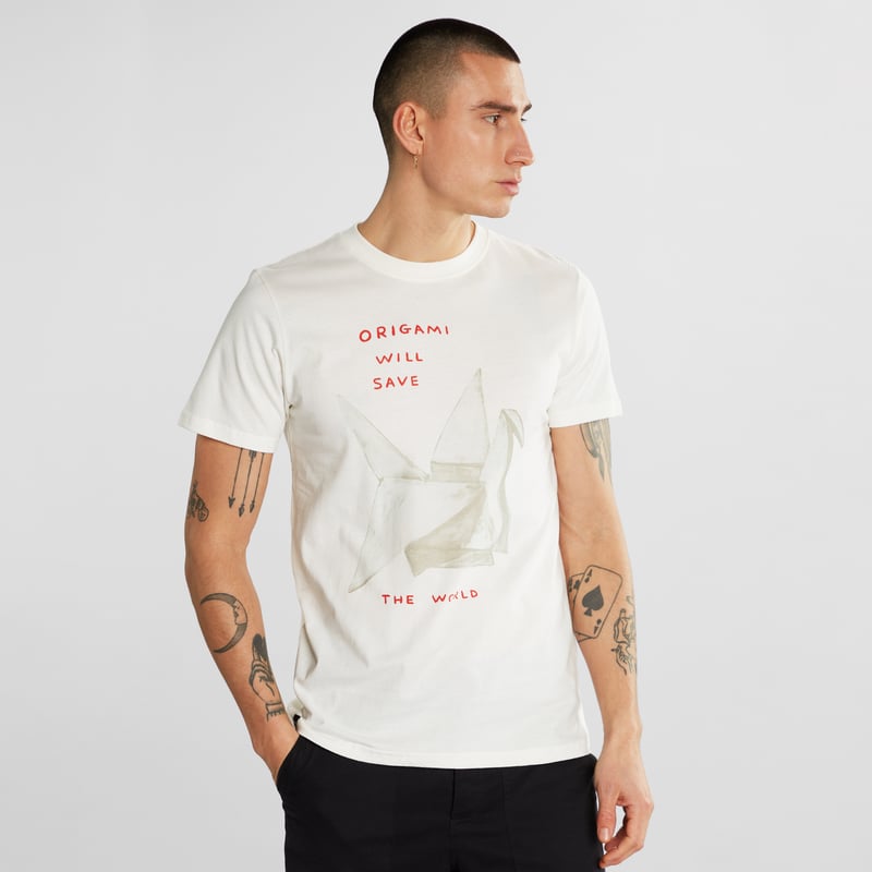 T-shirt Stockholm Shrigley Origami Off White