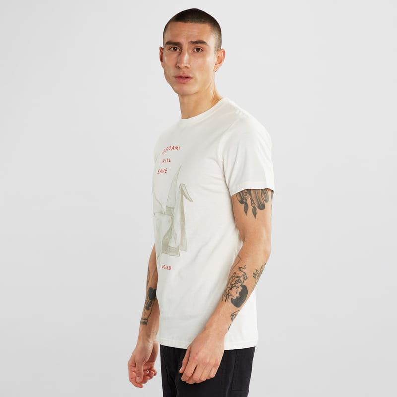 T-shirt Stockholm Shrigley Origami Off White