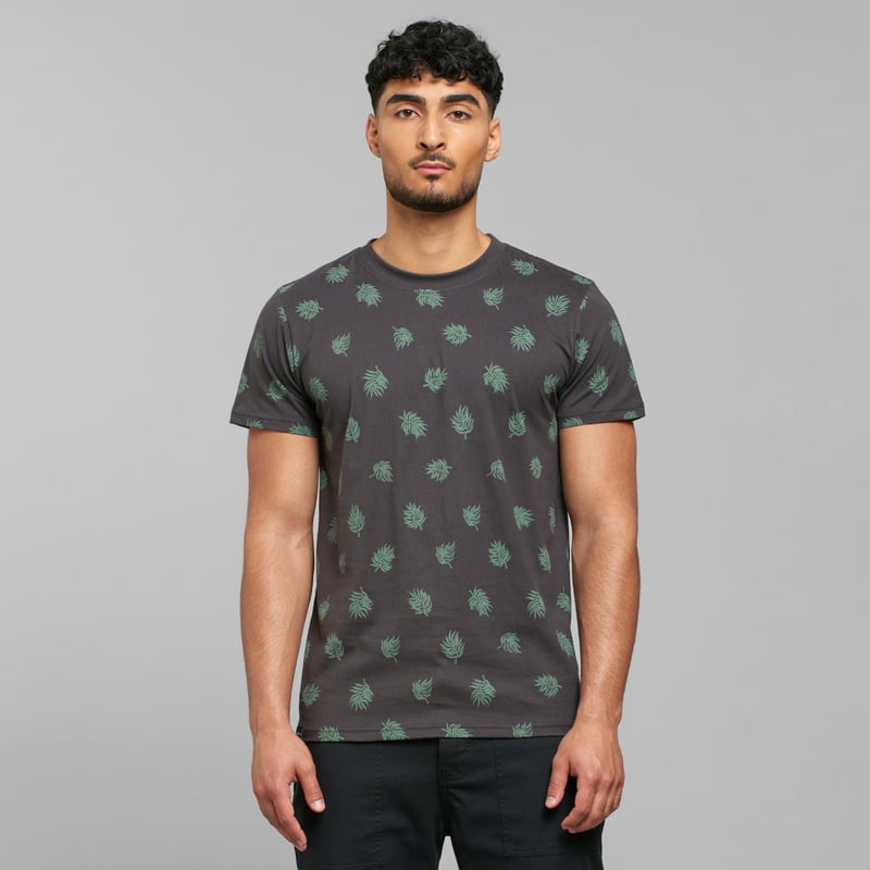 T-shirt Stockholm Leaf AOP Charcoal