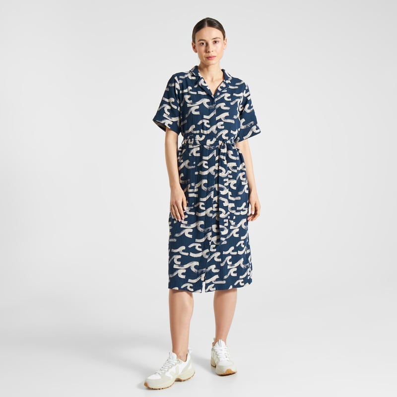 Shirt Dress Orrefors Brushed Waves Navy