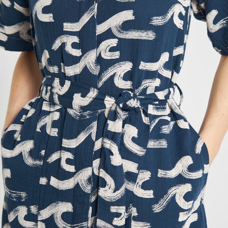 Shirt Dress Orrefors Brushed Waves Navy