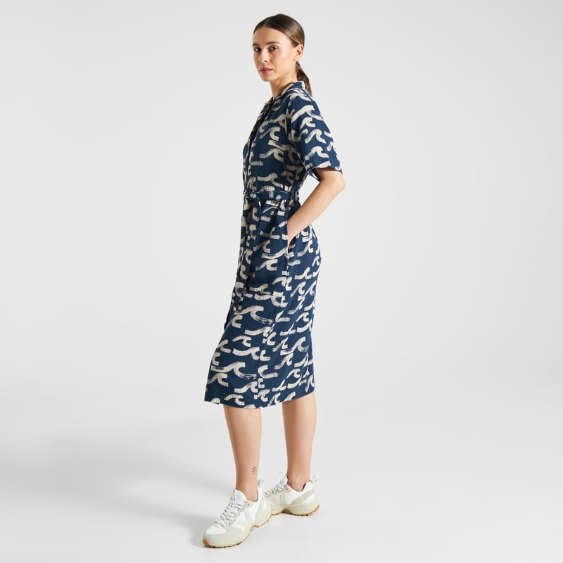 Shirt Dress Orrefors Brushed Waves Navy