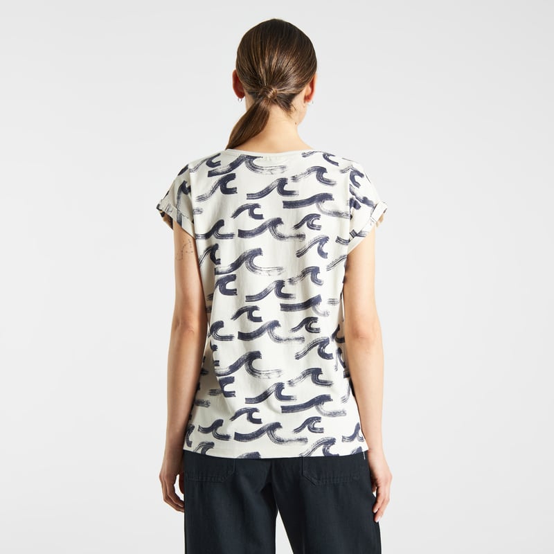 T-shirt Visby Brush Waves Oat White