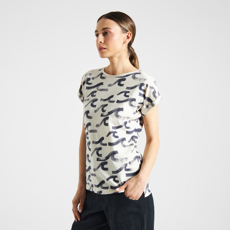 T-shirt Visby Brush Waves Oat White
