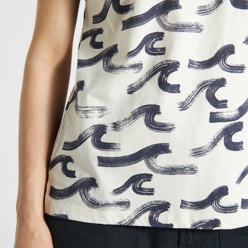 T-shirt Visby Brush Waves Oat White