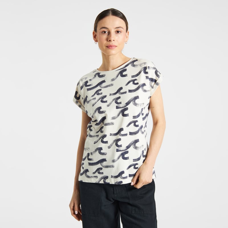 T-shirt Visby Brush Waves Oat White