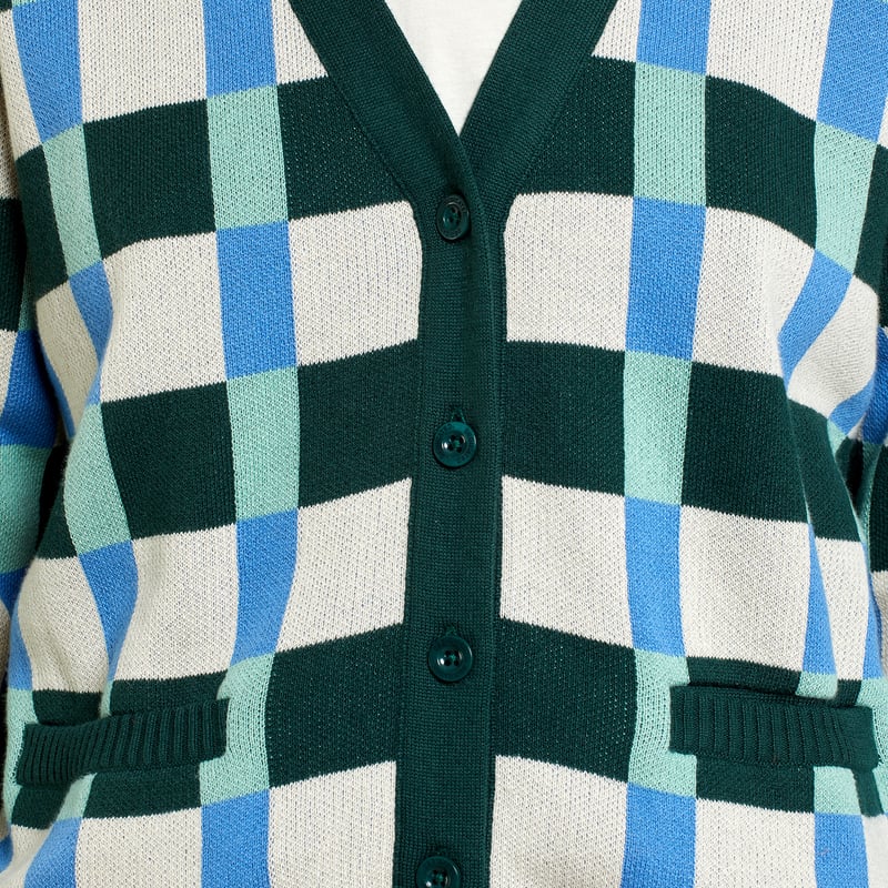 Cardigan Iggesund Retro Check Dark Green