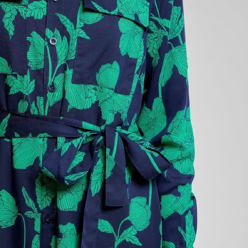 Shirt Dress Falsterbo Duotone Floral Green