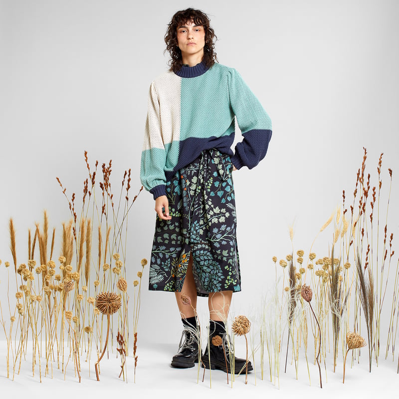 Sweater Knitted Rutbo Blocks Green