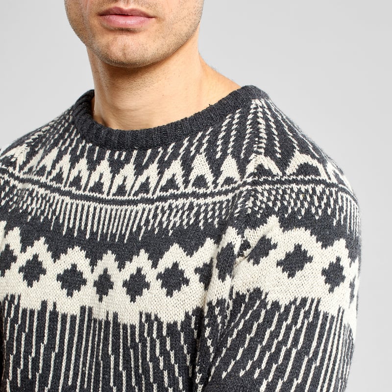 Sweater Malung Fair Isle Dark Grey Melange