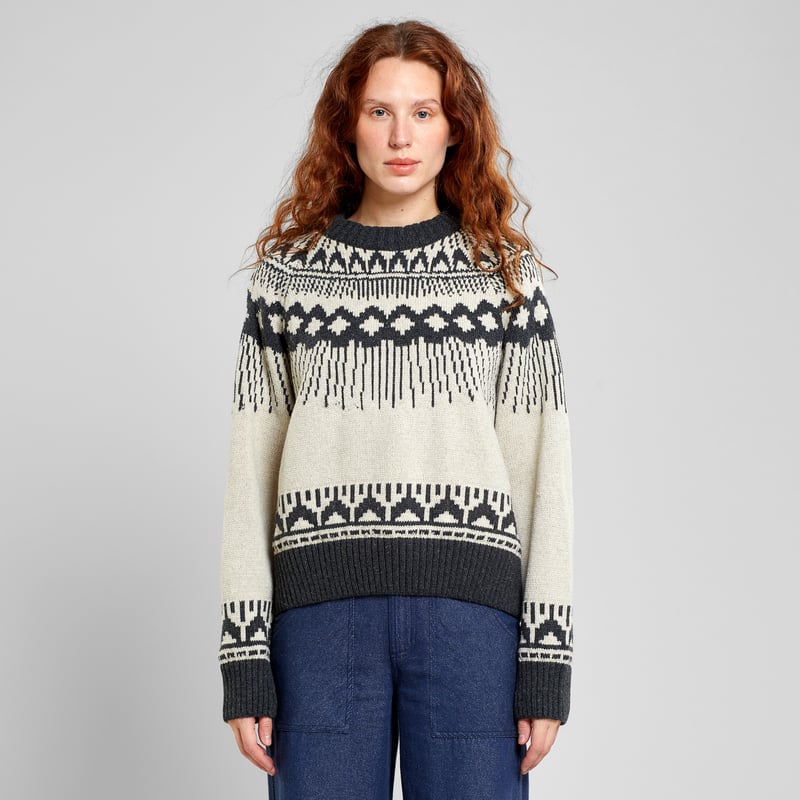 Sweater Senja Fair Isle Pearl White