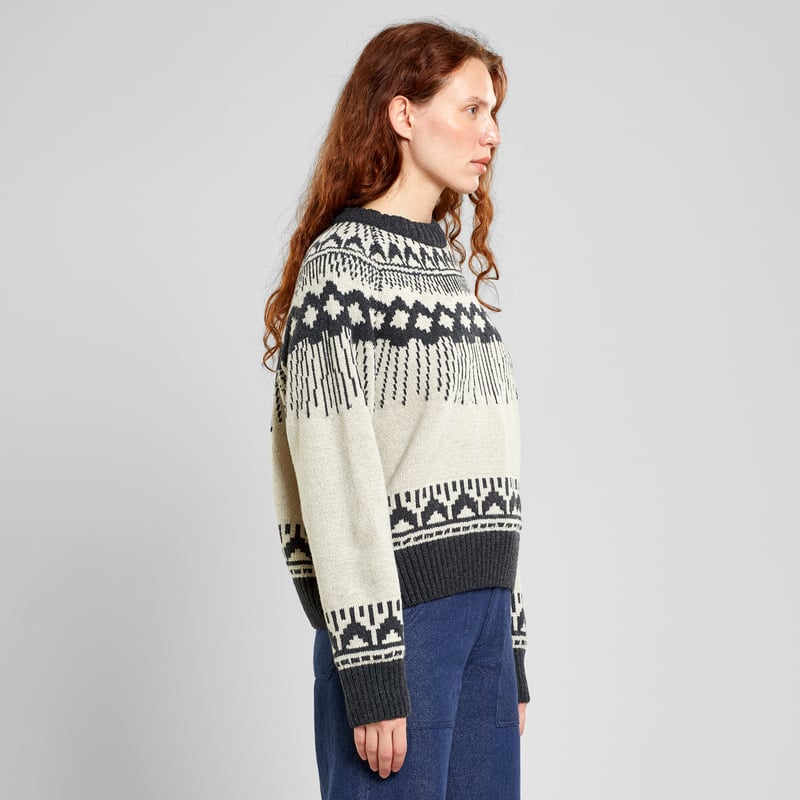 Sweater Senja Fair Isle Pearl White