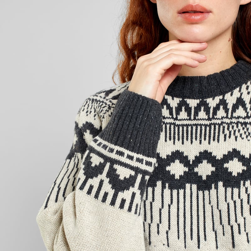 Sweater Senja Fair Isle Pearl White