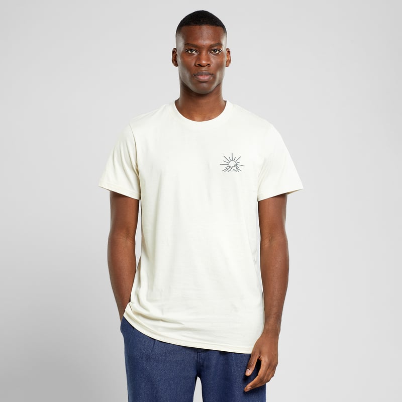 T-shirt Stockholm Line Mountain Emb Oat White