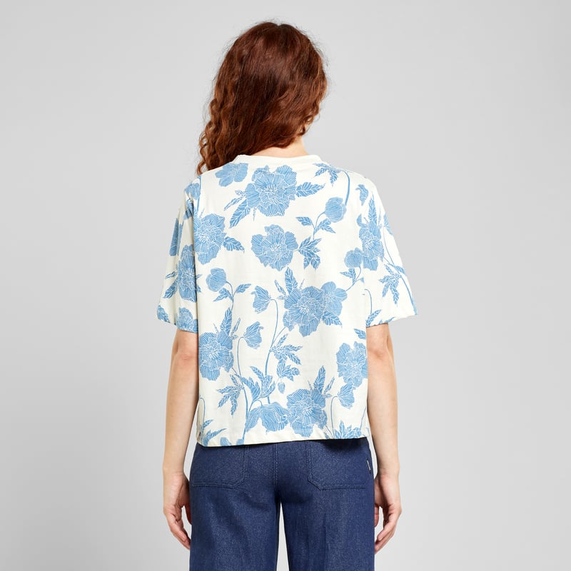 T-shirt Vadstena Duotone Floral Oat White