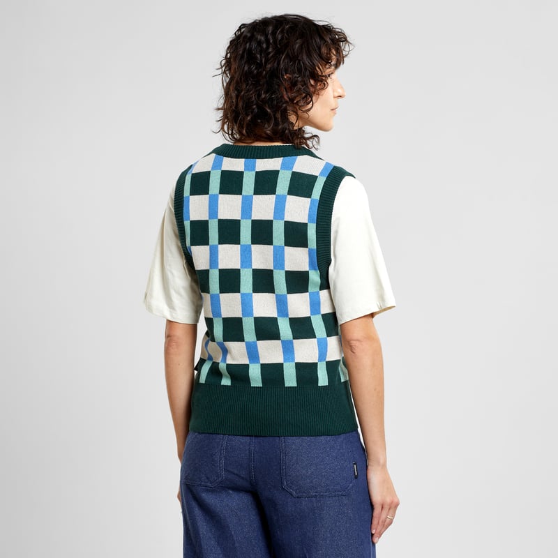 Vest Vika Retro Check Dark Green
