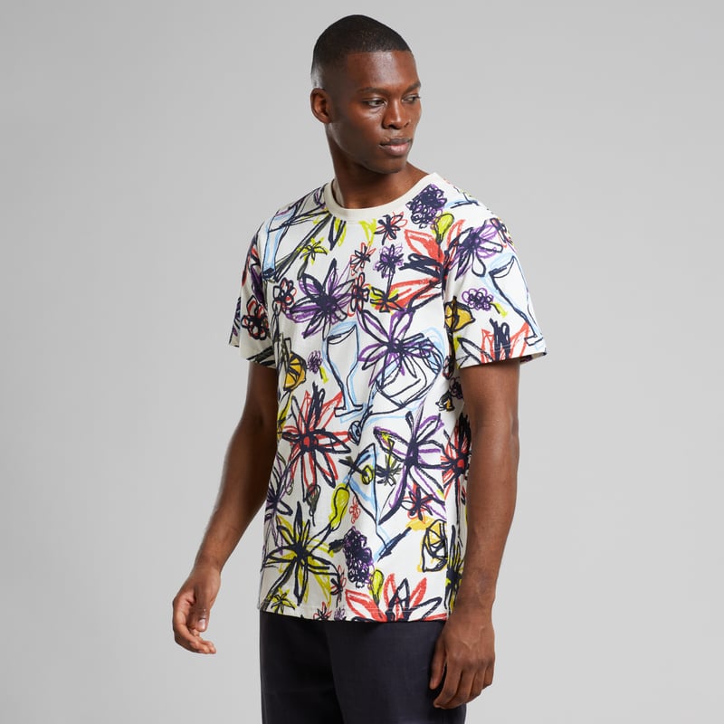 T-shirt Stockholm Paradise Sketch AOP Oat White