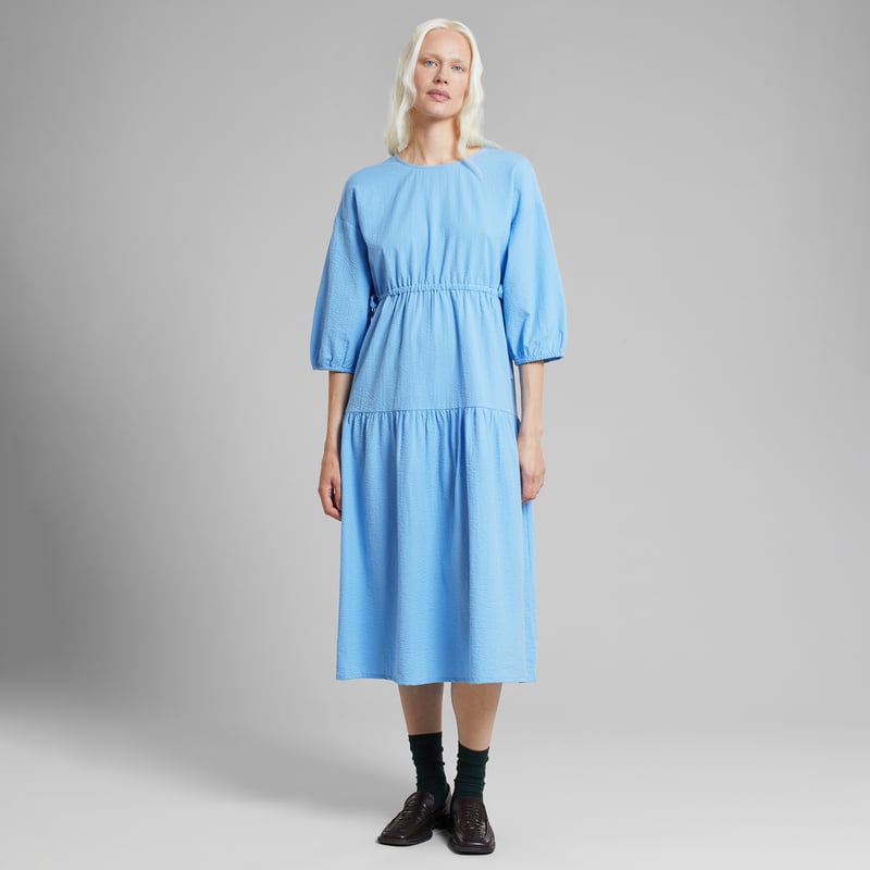 Dress Fejan Seersucker Della Blue