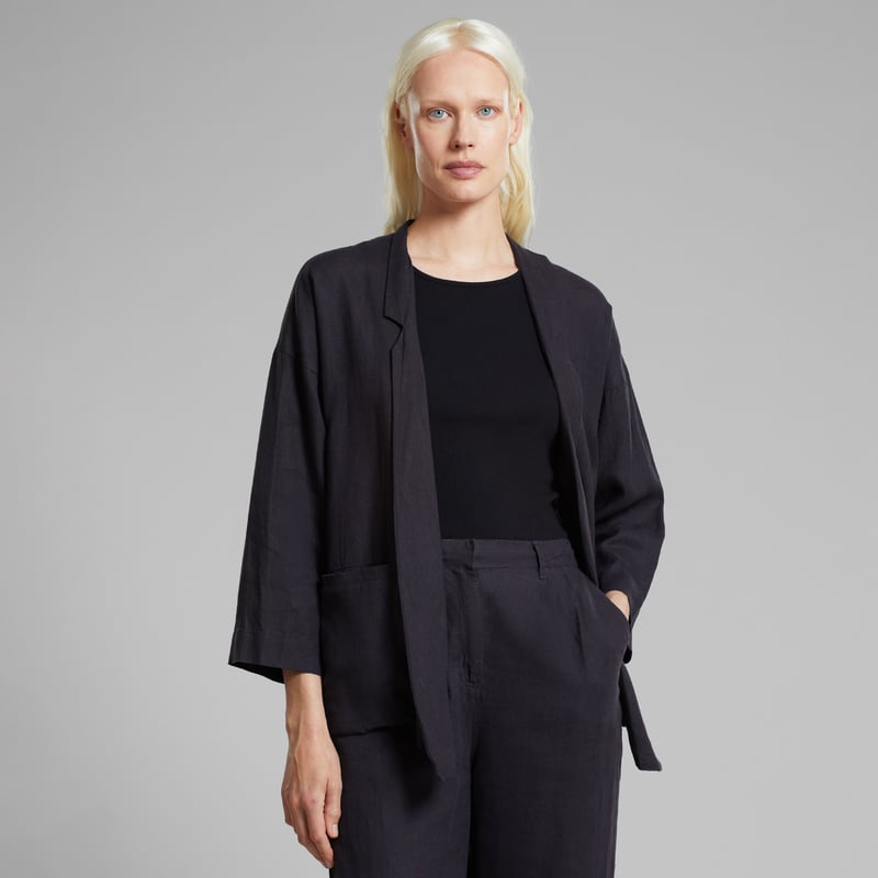 Loose Blazer Tanto Linen Phantom Black