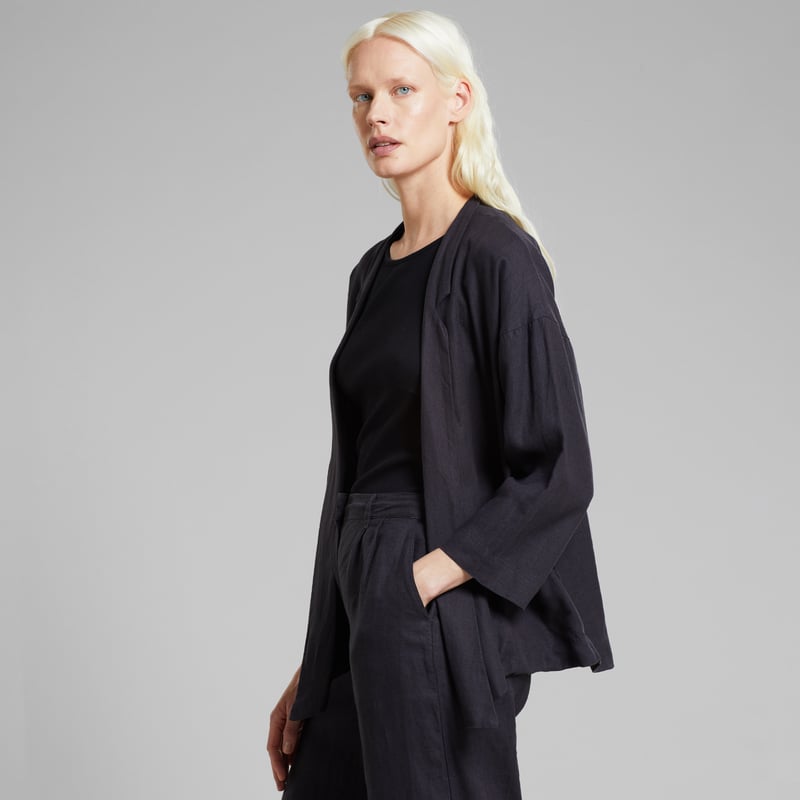 Loose Blazer Tanto Linen Phantom Black