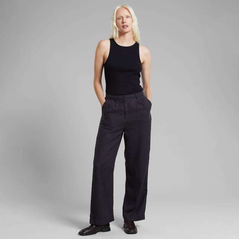 Pants Vickleby Linen Phantom Black