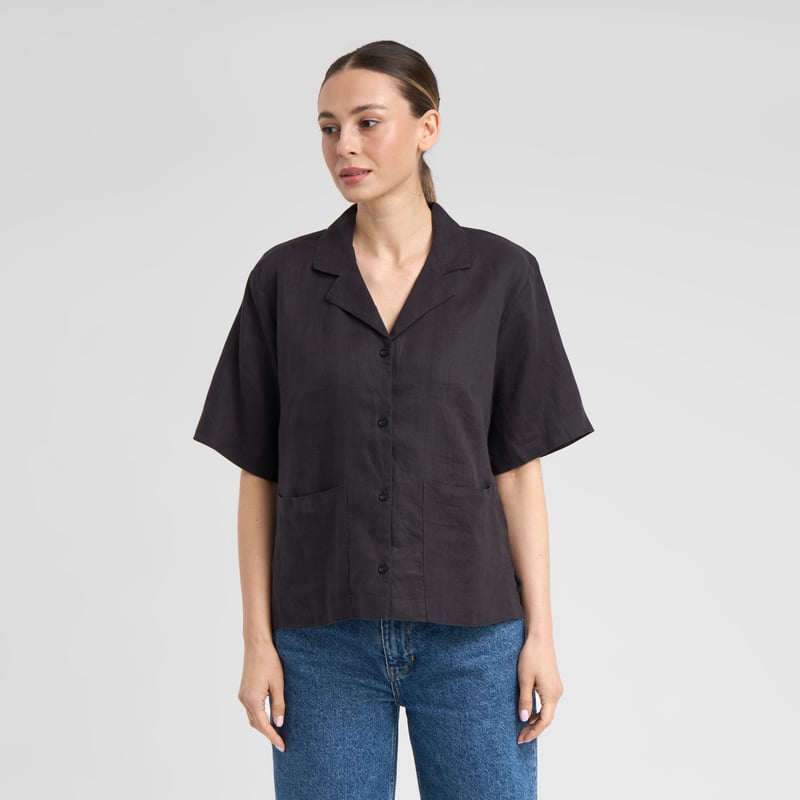 Shirt Valje Linen Phantom Black