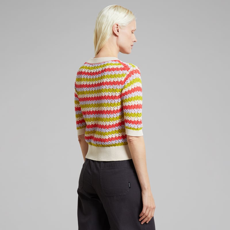 Knitted T-shirt Flen Crochet Stripe Multi Color