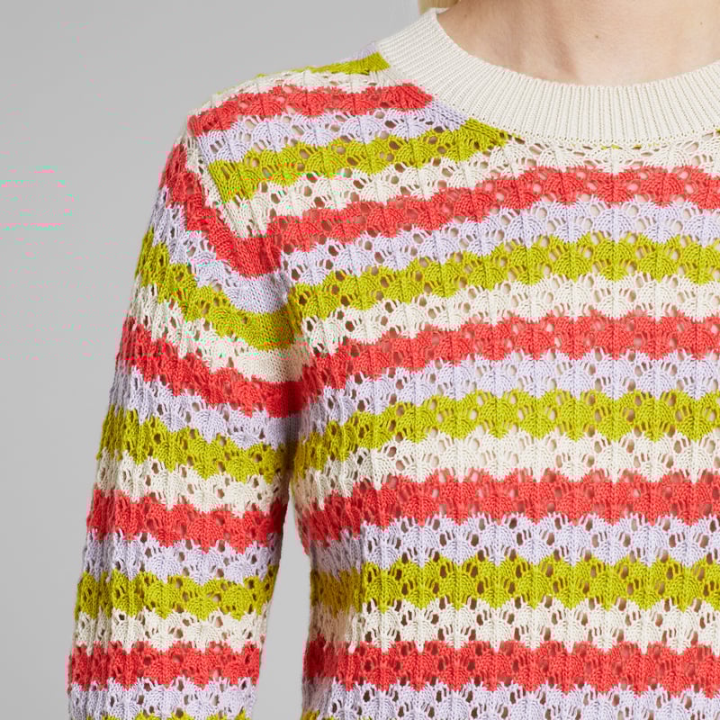 Knitted T-shirt Flen Crochet Stripe Multi Color