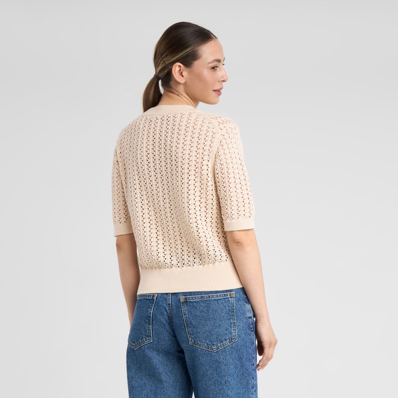 Knitted T-shirt Flen Crochet Vanilla White